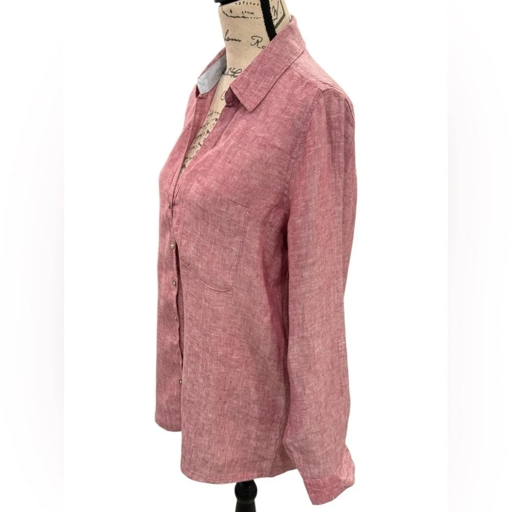 Sigrid Olsen Linen Blouse Red Womens Size Medium